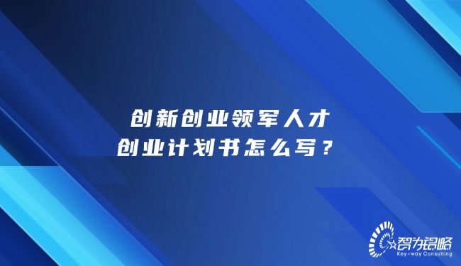 創(chuàng)新創(chuàng)業(yè)領(lǐng)軍人才創(chuàng)業(yè)計劃書怎么寫？